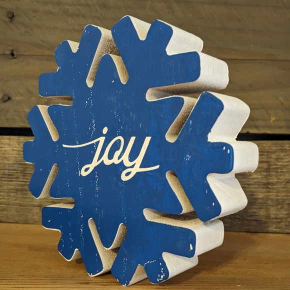 SNOWFLAKE JOY Wood Sign Decor NEW Solid Wood - Picture 1 of 5